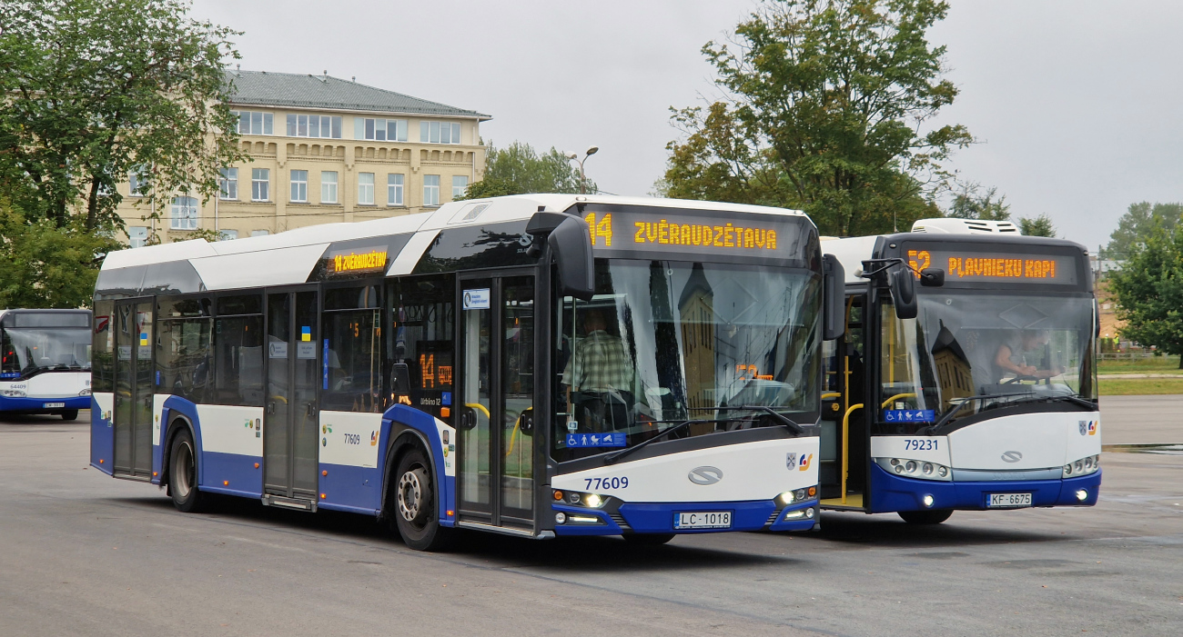 Riga, Solaris Urbino IV 12 № 77609; Riga, Solaris Urbino III 18 № 79231