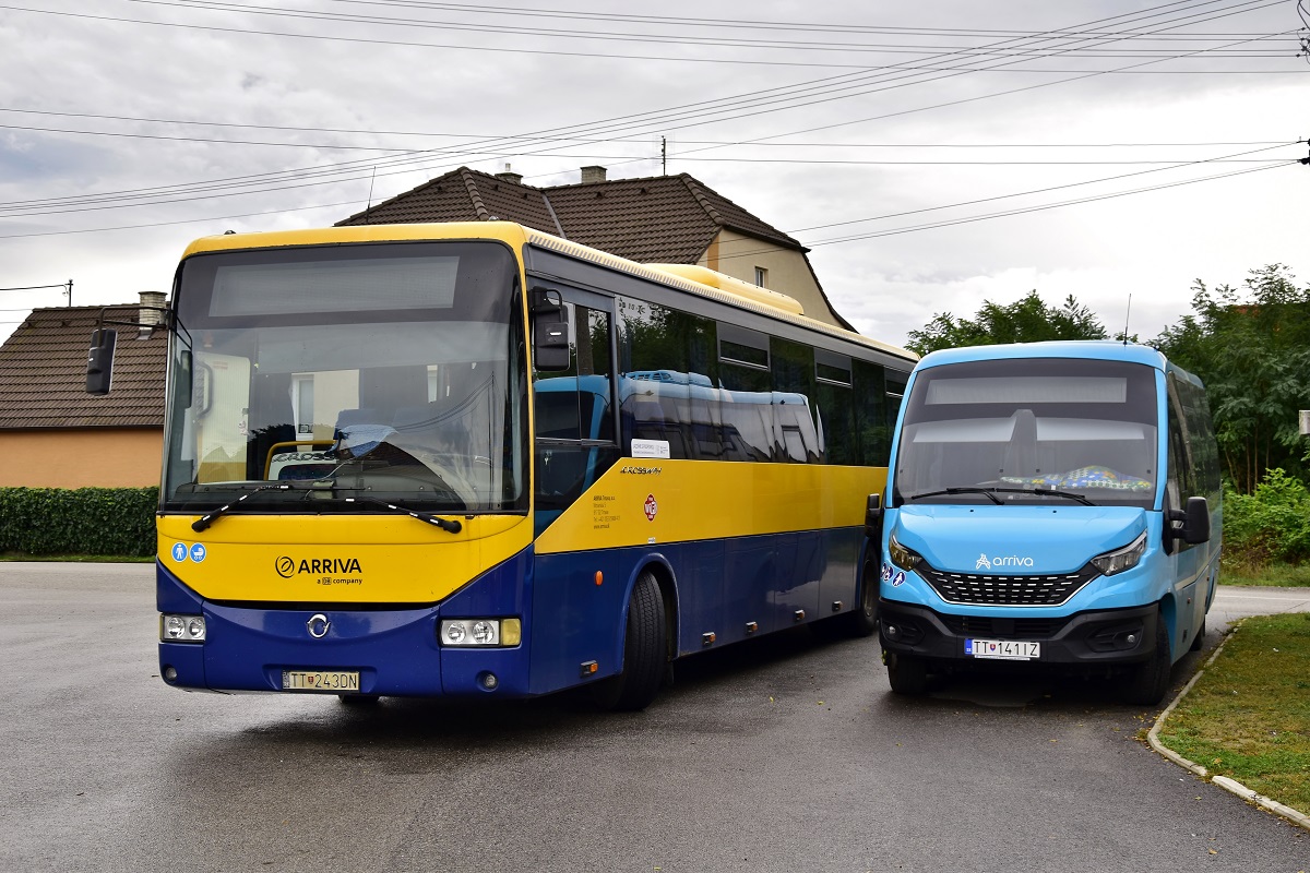 Senica, Irisbus Crossway 12.8M # TT-243DN; Senica, Rošero-P First FCLEI # TT-141IZ