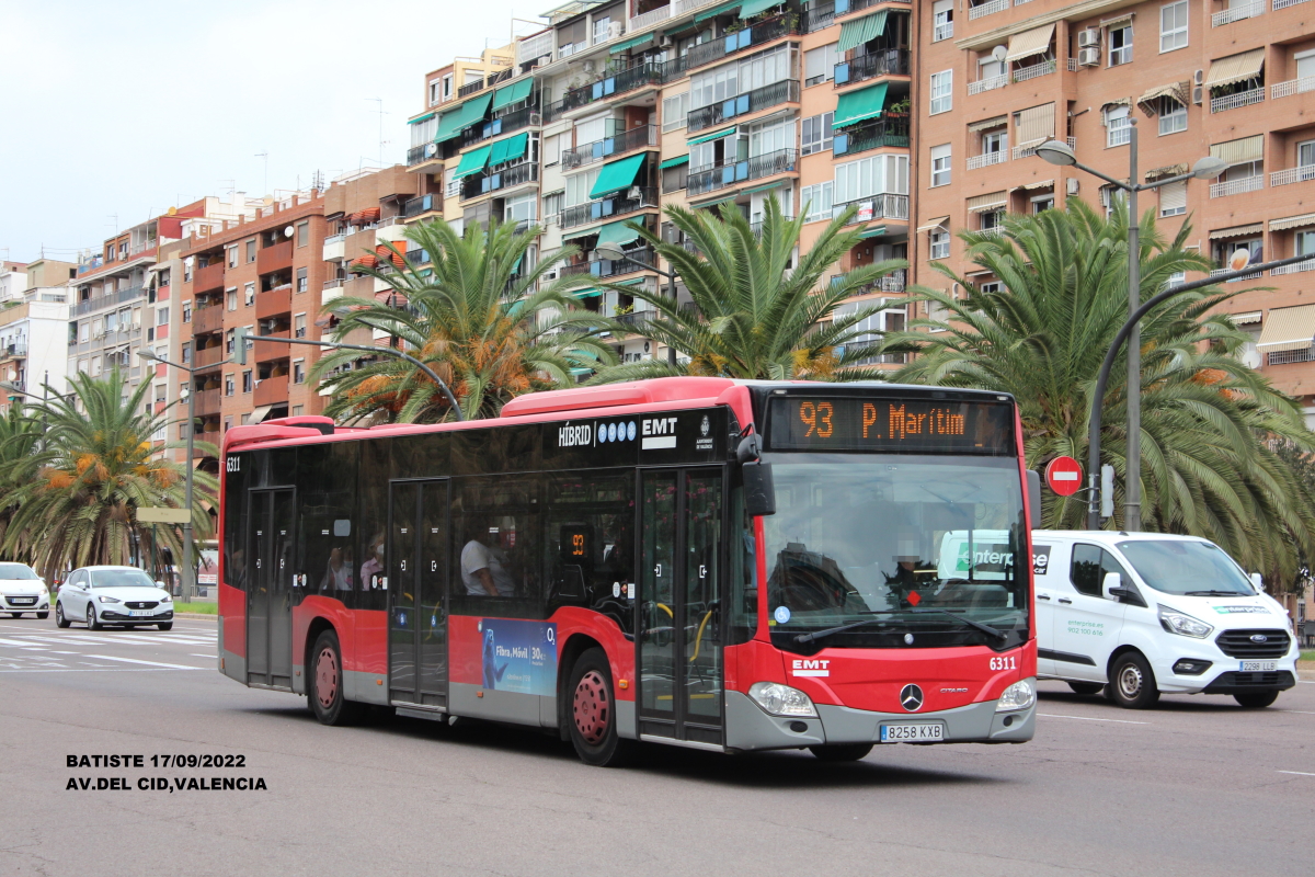 Valencia, Mercedes-Benz Citaro C2 Hybrid № 6311