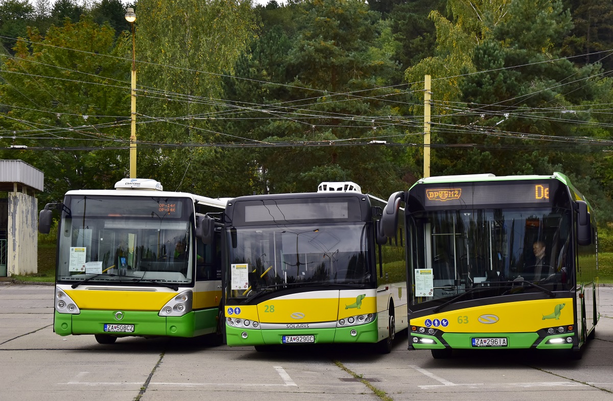 Žilina, Irisbus Citelis 18M č. 117; Žilina, Solaris Urbino III 12 č. 28; Žilina, Solaris Urbino IV 12 č. 63
