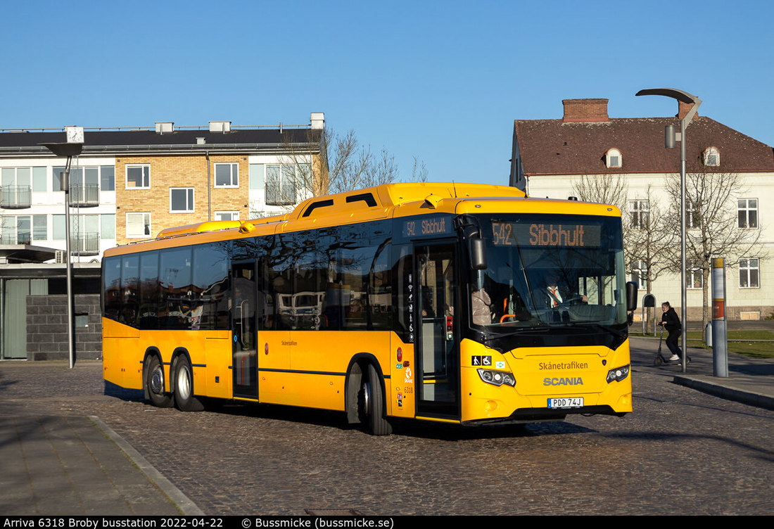 Kristianstad, Scania Citywide LE Suburban 14.9M CNG # 6318