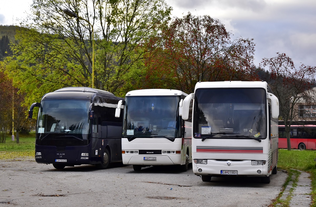 Čadca, MAN R08 Lion's Coach L nr. CA-164EB; Čadca, MAN A13 Lion's Coach RH413 nr. CA-713EB; Čadca, Renault Iliade RTX nr. CA-219DI