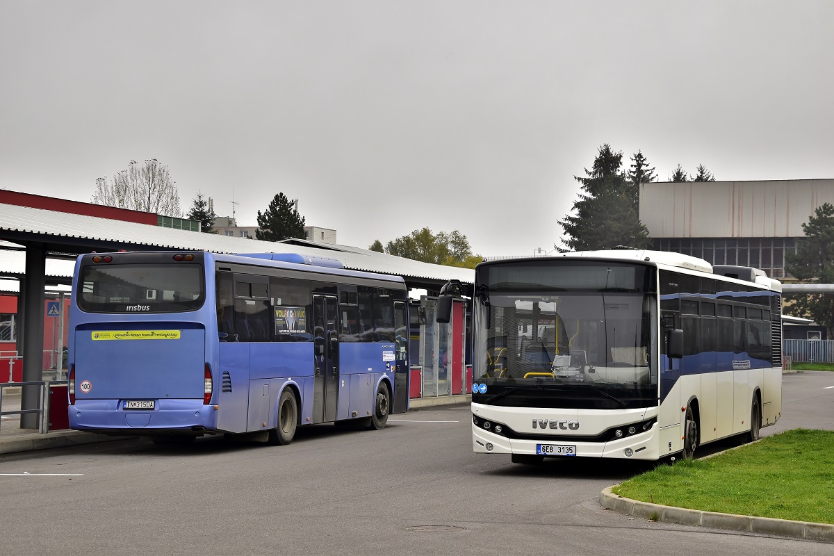 Povážska Bystrica, IVECO Streetway 12M nr. 6E8 3135; Povážska Bystrica, Irisbus Crossway 10.6M nr. TN-315DA