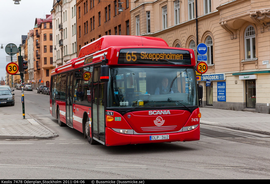 Стокгольм, Scania OmniCity CN270UB 4x2EB CNG № 7478