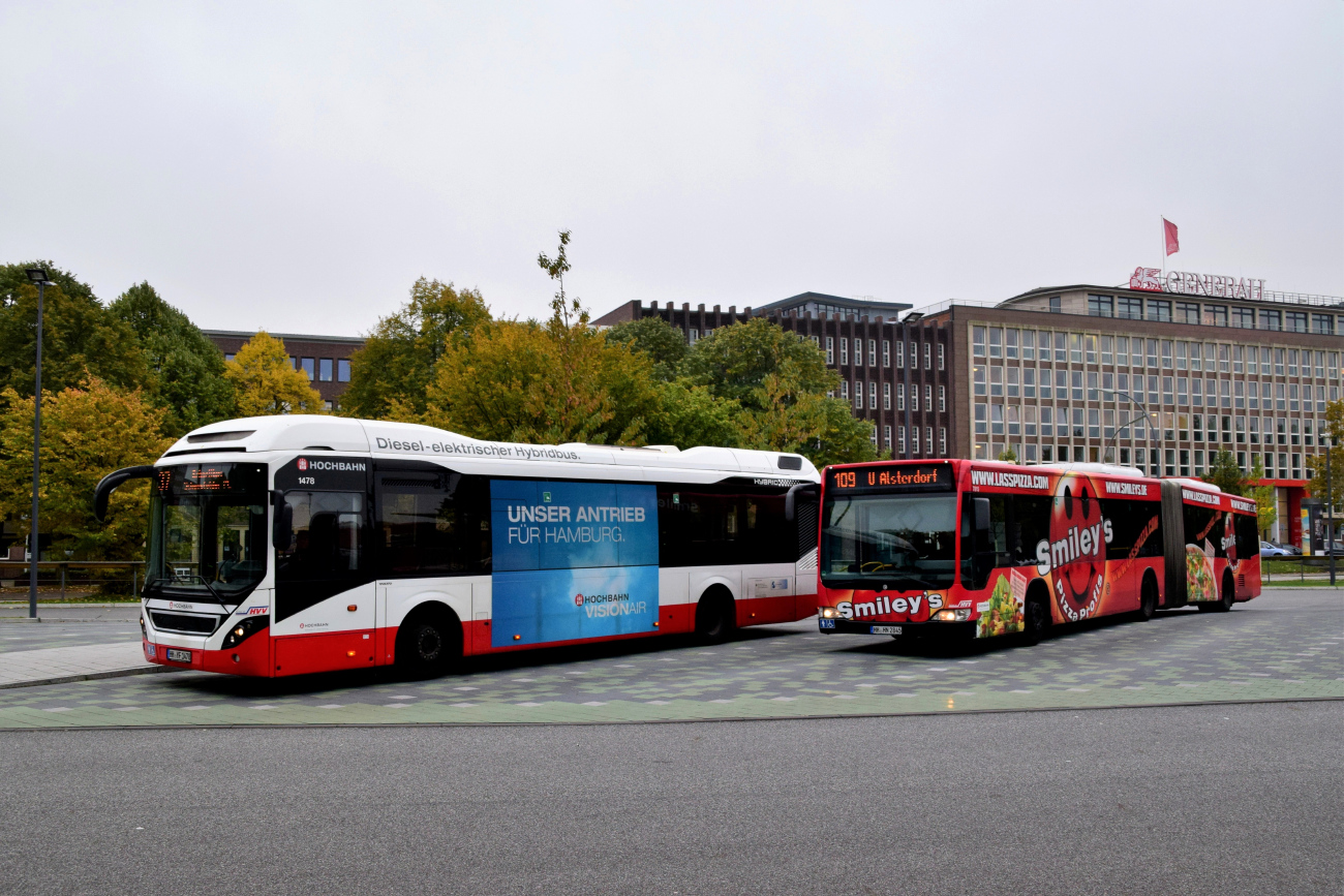 Гамбург, Volvo 7900 Hybrid № 1478; Гамбург, Mercedes-Benz O530 Citaro Facelift G № 7815