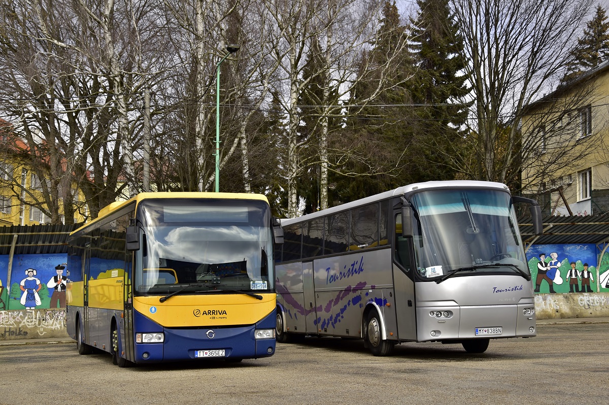 Senica, Irisbus Crossway 12M No. TT-365EZ; Myjava, Bova Futura FHD 127.365 No. MY-838BN