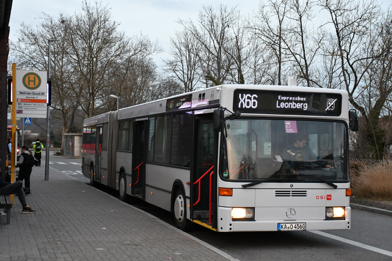 Karlsruhe, Mercedes-Benz O405GN2 č. 197; Böblingen — SEV Stuttgart-Zuffenhausen — Weil der Stadt -(Calw)  (Württembergische Schwarzwaldbahn)