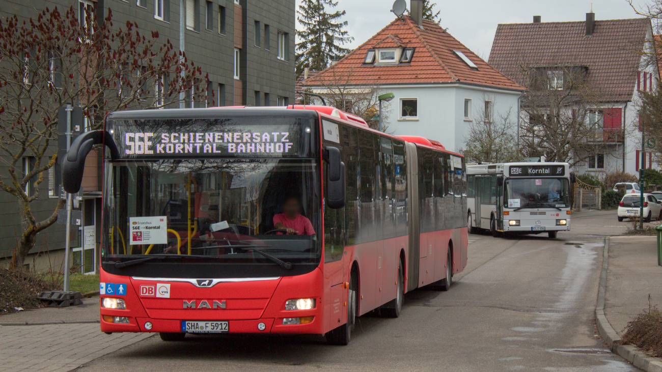 Швебиш-Халль, MAN A23 Lion's City G NG363 № 5912; Бёблинген — SEV Stuttgart-Zuffenhausen — Weil der Stadt -(Calw)  (Württembergische Schwarzwaldbahn)