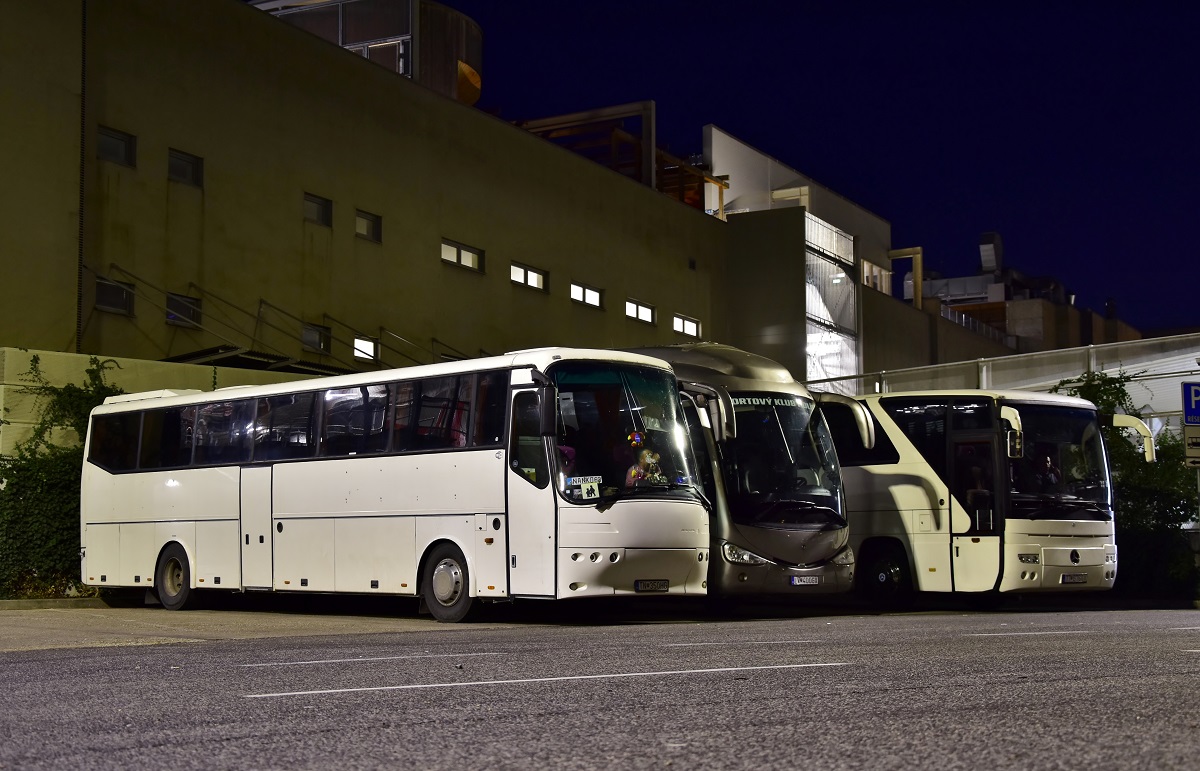 Trenčín, Bova Futura FHD 13.380 # TN-350HG; Levice, Irizar PB 12-3,7 # LV-400GX; Trnava, Mercedes-Benz O350 Tourismo I # TT-676GX