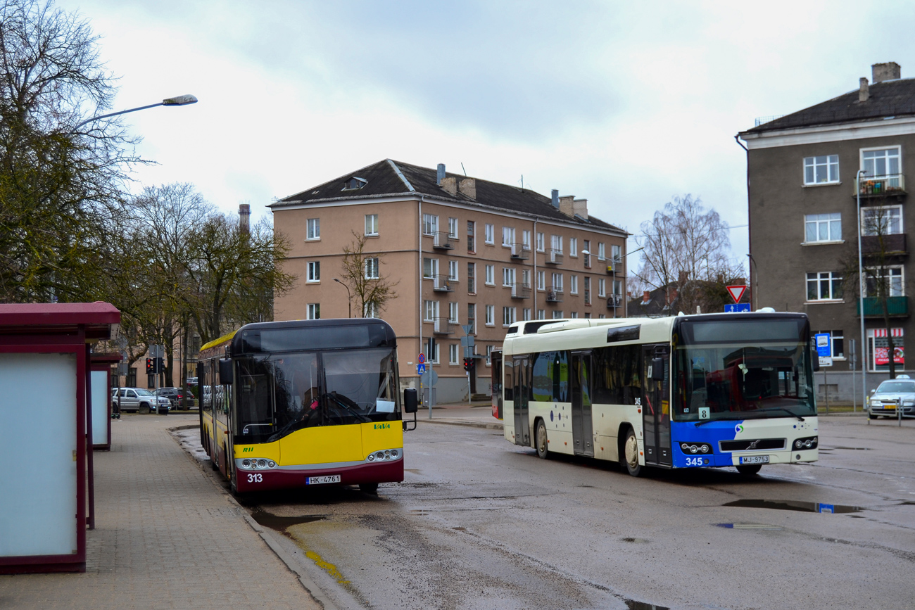 Daugavpils, Solaris Urbino I 15 Nr. 313; Daugavpils, Volvo 7700 Nr. 345