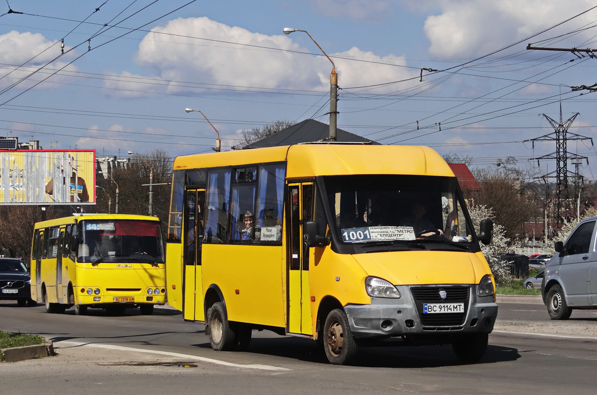 Lviv, Bogdan А09202 №: ВС 2378 АА; Lviv, Ruta 25D №: ВС 9114 МТ