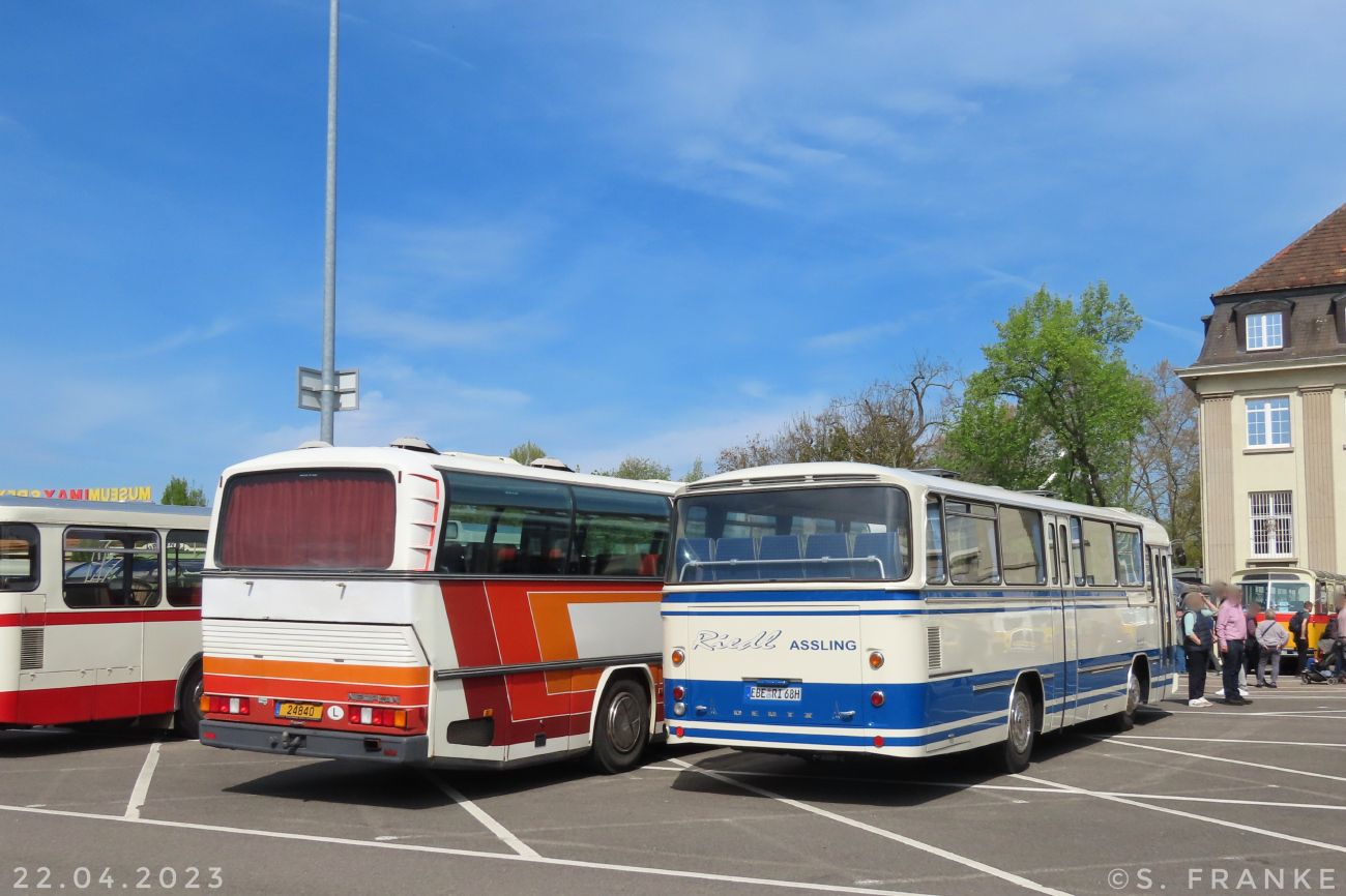 Luxembourg-ville, Neoplan N208 Jetliner č. 24840; Ebersberg, Magirus-Deutz 150 L 10 č. EBE-RI 68H; Speyer — 6th European Meeting of Historic Buses (22.04.2023)