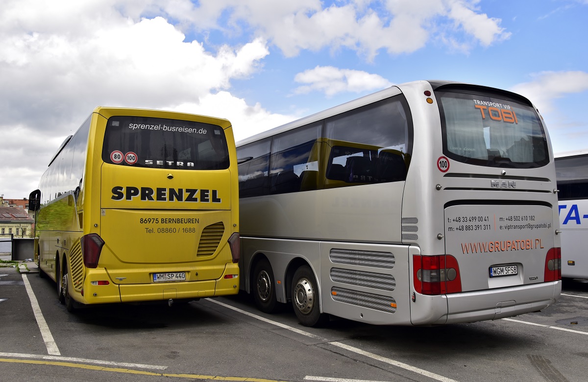 Weilheim in Oberbayern, Setra S517HD # WM-SP 440; Bielsko-Biała, MAN R08 Lion's Coach L RHC444 # WGM 5FS8