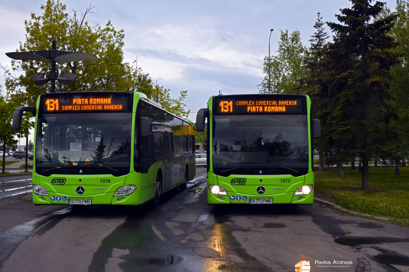 Bucharest, Mercedes-Benz Citaro C2 Hybrid # 7076; Bucharest, Mercedes-Benz Citaro C2 Hybrid # 7072