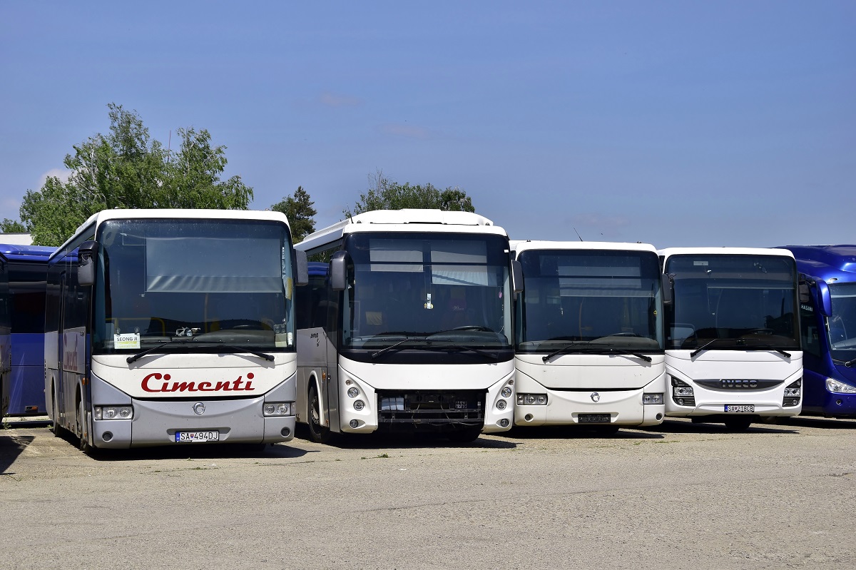Šaľa, Irisbus Crossway 12M # SA-494DJ; Šaľa, Irisbus Evadys H 12M # SA-298CC; Šaľa, Irisbus Crossway 12M # SA-218CB; Šaľa, IVECO Crossway Line 12M # SA-218CB