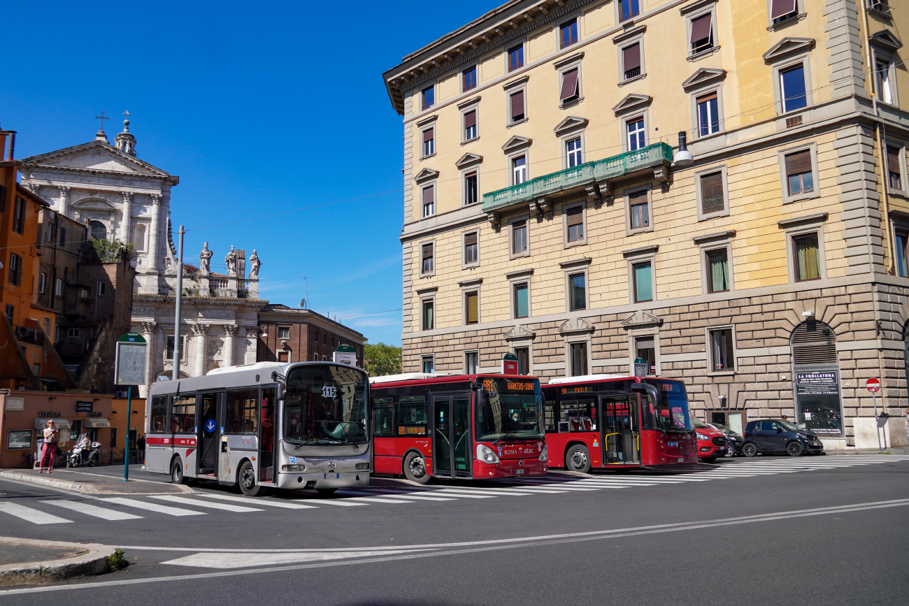 Rome, Irisbus Europolis 203E.9.24 # 2029; Rome, Irisbus Citelis 12M # 3181; Rome, Menarinibus Citymood 12 # 2676