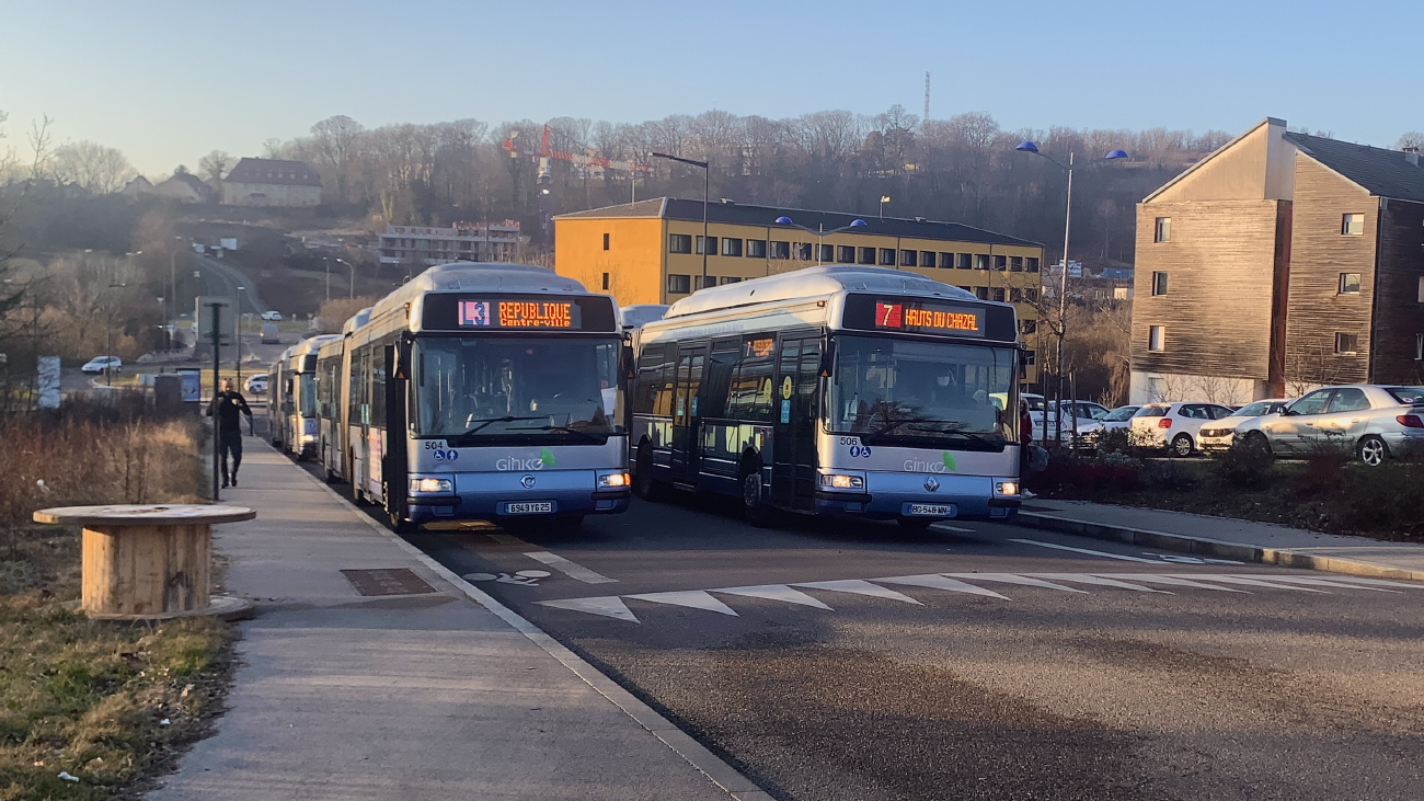 Besançon, Irisbus Agora L GNV č. 504; Besançon, Irisbus Agora L GNV č. 506