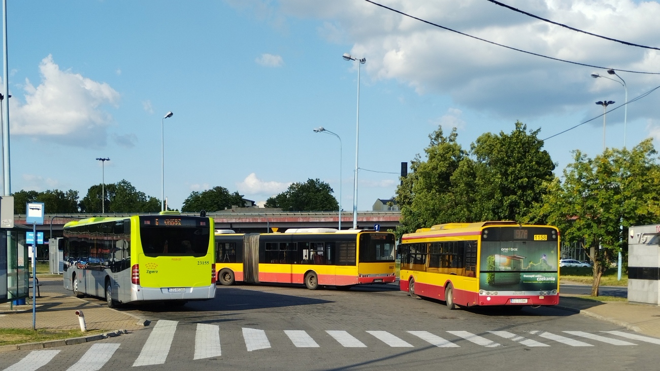 Zgierz, Mercedes-Benz Citaro C2 # 23155; Łódź, Solaris Urbino III 18 # 9063; Łódź, Solaris Urbino III 12 # 1158