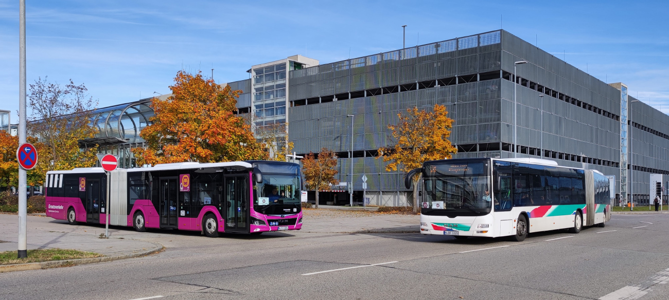 Nuremberg, MAN 18C Lion's City NG360 EfficientHybrid # N-EV 2384; Nuremberg, MAN A23 Lion's City GL NG363 # N-BF 3320