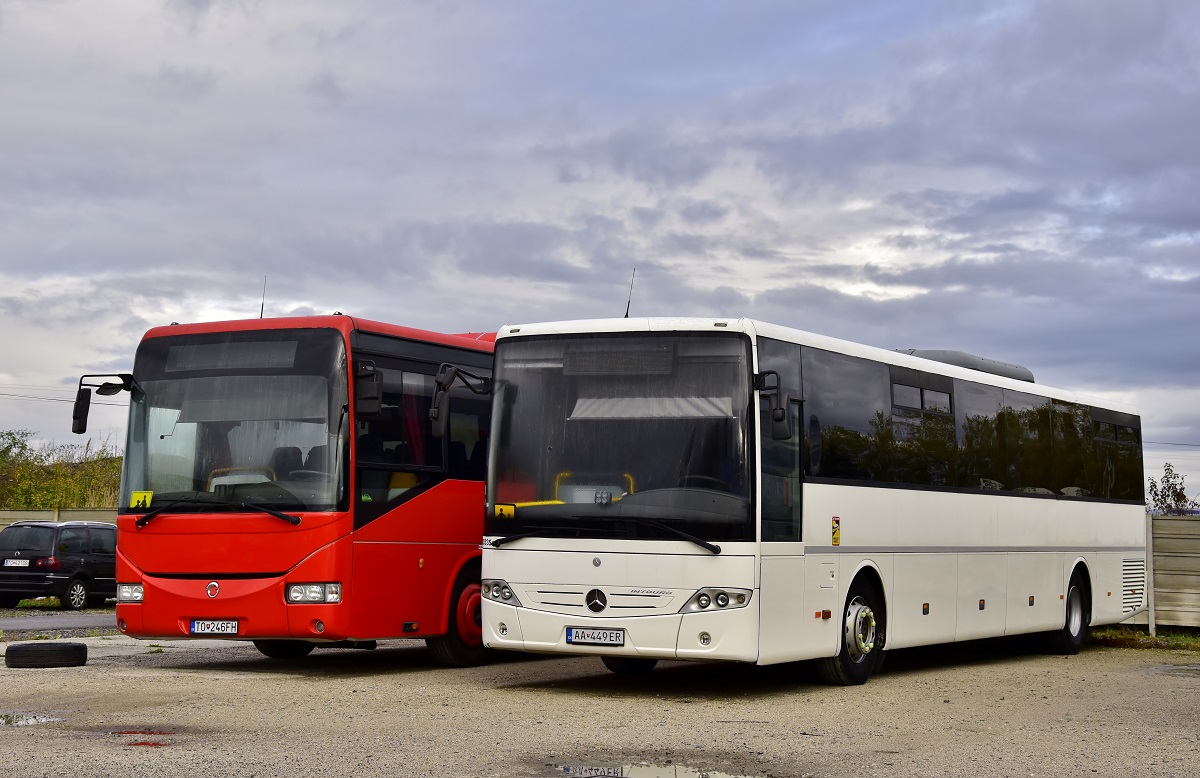 Topoľčany, Irisbus Crossway 12M No. TO-246FH; Topoľčany, Mercedes-Benz Intouro II ME No. AA-449ER