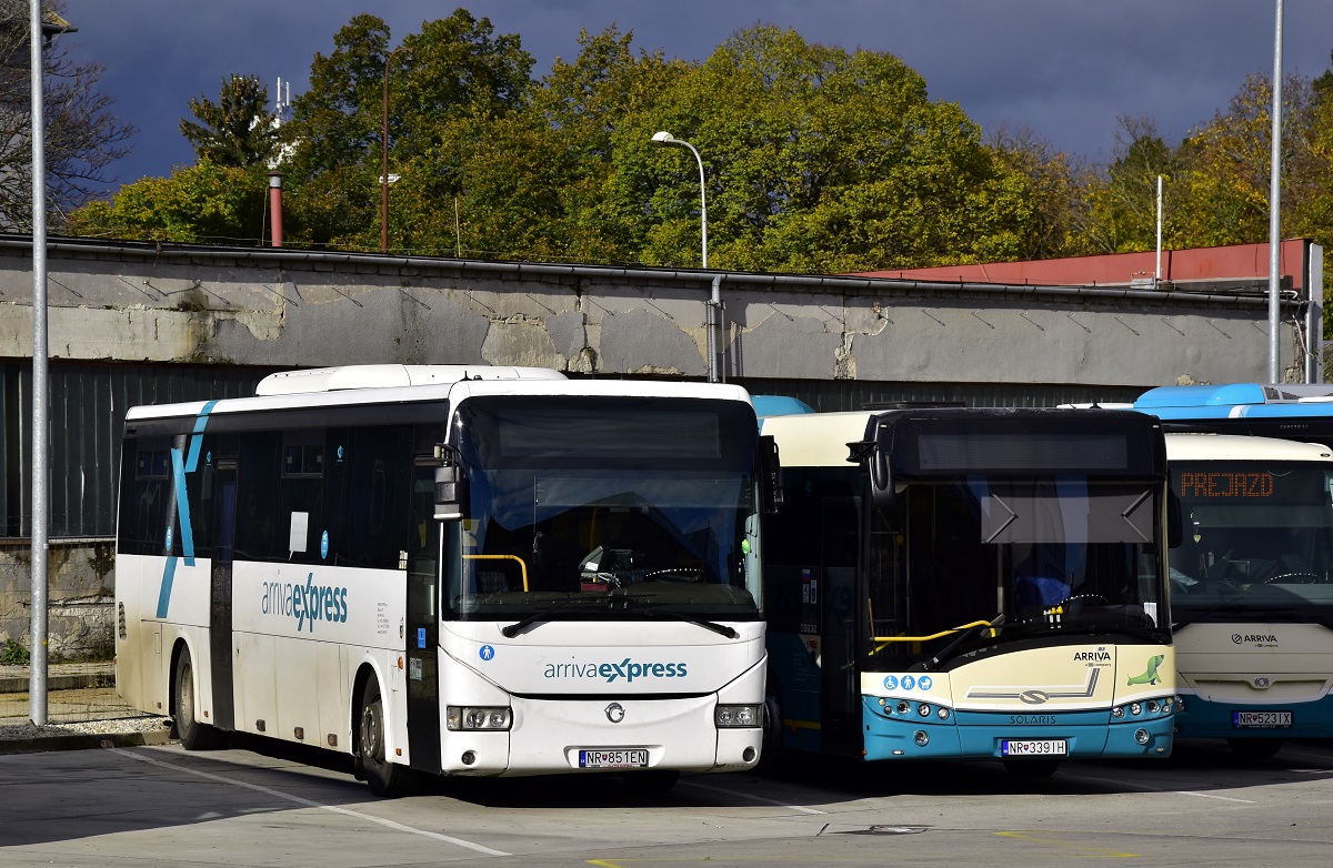 Nitra, Irisbus Crossway 12.8M Nr. NR-851EN; Nitra, Solaris Urbino III 15 LE Nr. NR-339IH