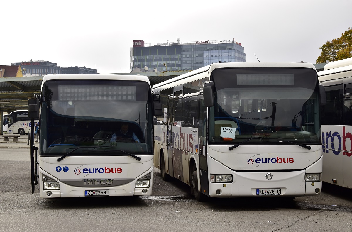 Koszyce, Irisbus Crossway 10.6M # KE-476FC; Rožňava, IVECO Crossway LE Line 10.8M # KE-725NJ