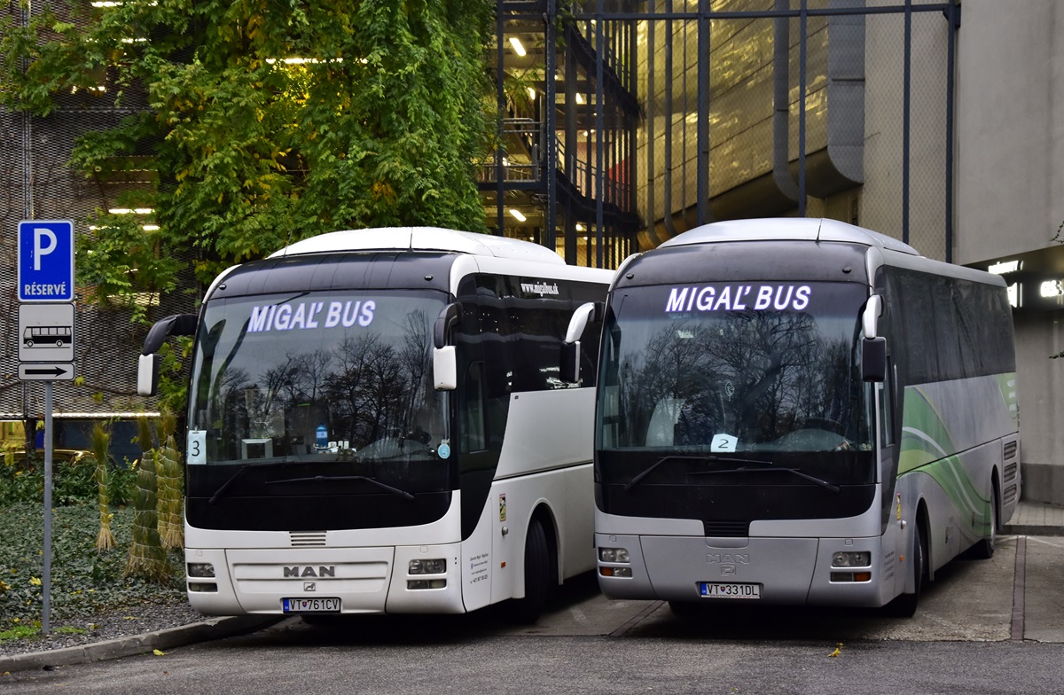 Vranov nad Topľou, MAN R07 Lion's Coach # VT-761CV; Vranov nad Topľou, MAN R07 Lion's Coach # VT-331DL