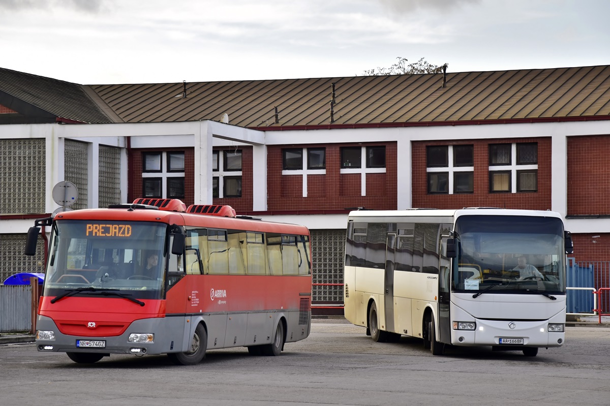 Topoľčany, SOR C 10.5 # NR-574GZ; Nitra, Irisbus Crossway 10.6M # AA-166BF