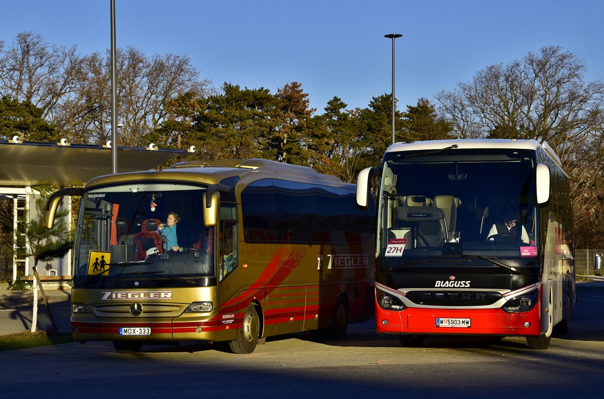 Hungary, other, Mercedes-Benz O510 Tourino # MOX-333; Wien, Setra S515HD Facelift # W-5903 MW