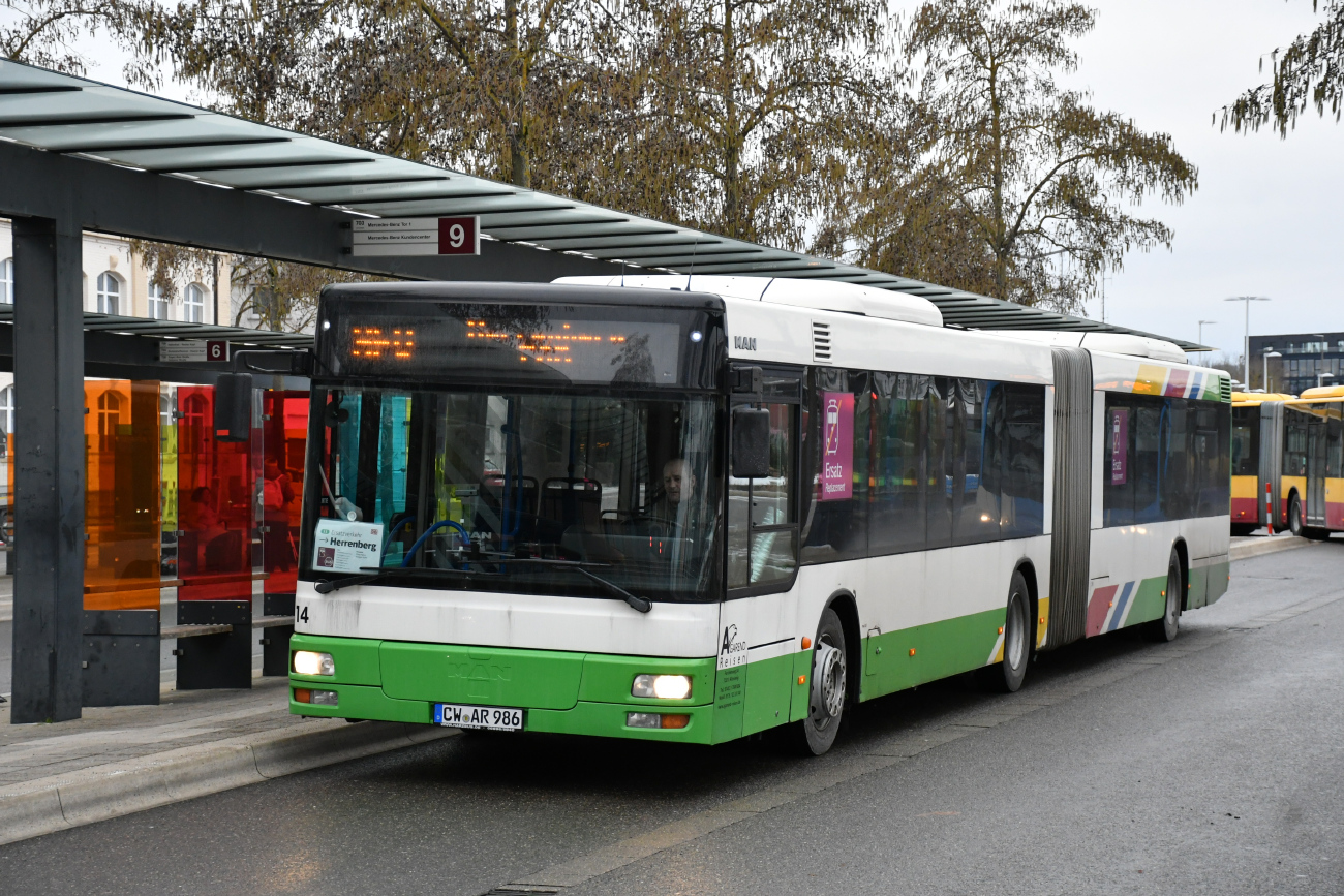 Calw, MAN A23 NG313 № 14; Stuttgart — EV Digitaler Knoten Stuttgart — 2024; Böblingen — SEV (Stuttgart -) Böblingen — Singen (Gäubahn)