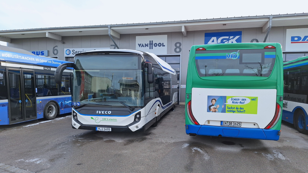 Munich, IVECO E-Way 12M BHNS №: M-I 1498; Ingolstadt, IVECO Crossway LE Line 12M №: IN-DB 1625