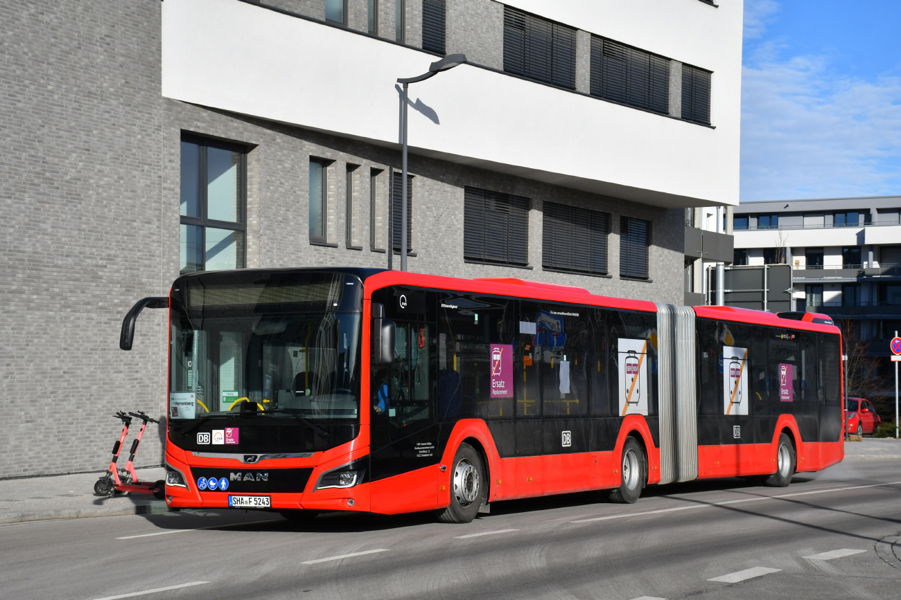 Швебиш-Халль, MAN 18C Lion's City NG360 EfficientHybrid № 5243; Штутгарт — EV Digitaler Knoten Stuttgart — 2024; Бёблинген — SEV (Stuttgart -) Böblingen — Singen (Gäubahn)