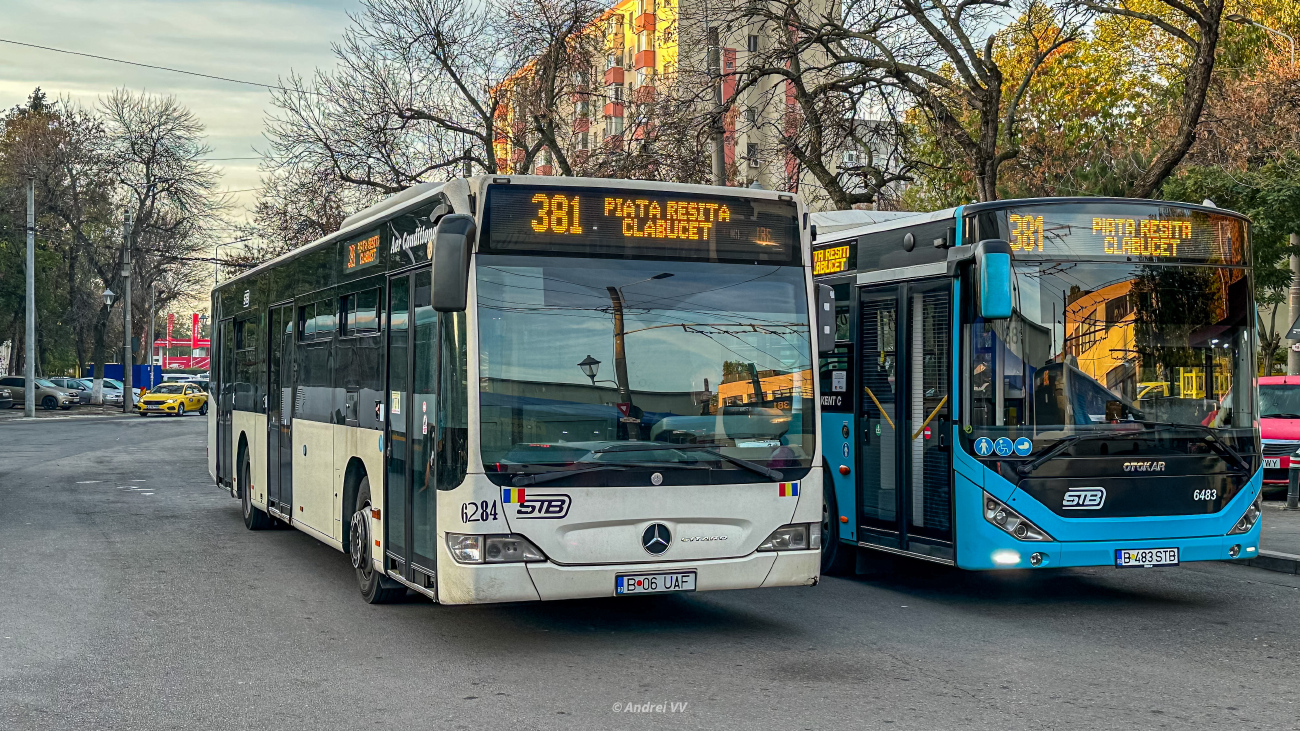 București, Mercedes-Benz O530 Citaro Facelift nr. 6284; București, Otokar Kent C 12 nr. 6483