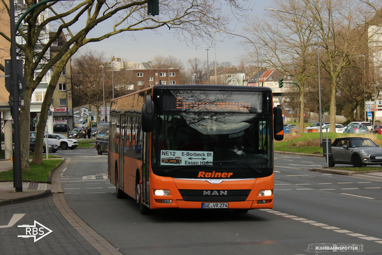 Gelsenkirchen, MAN A21 Lion's City NL283 # GE-VR 274; Essen — Notfahrplan Verdi-Streik 15.2.2024