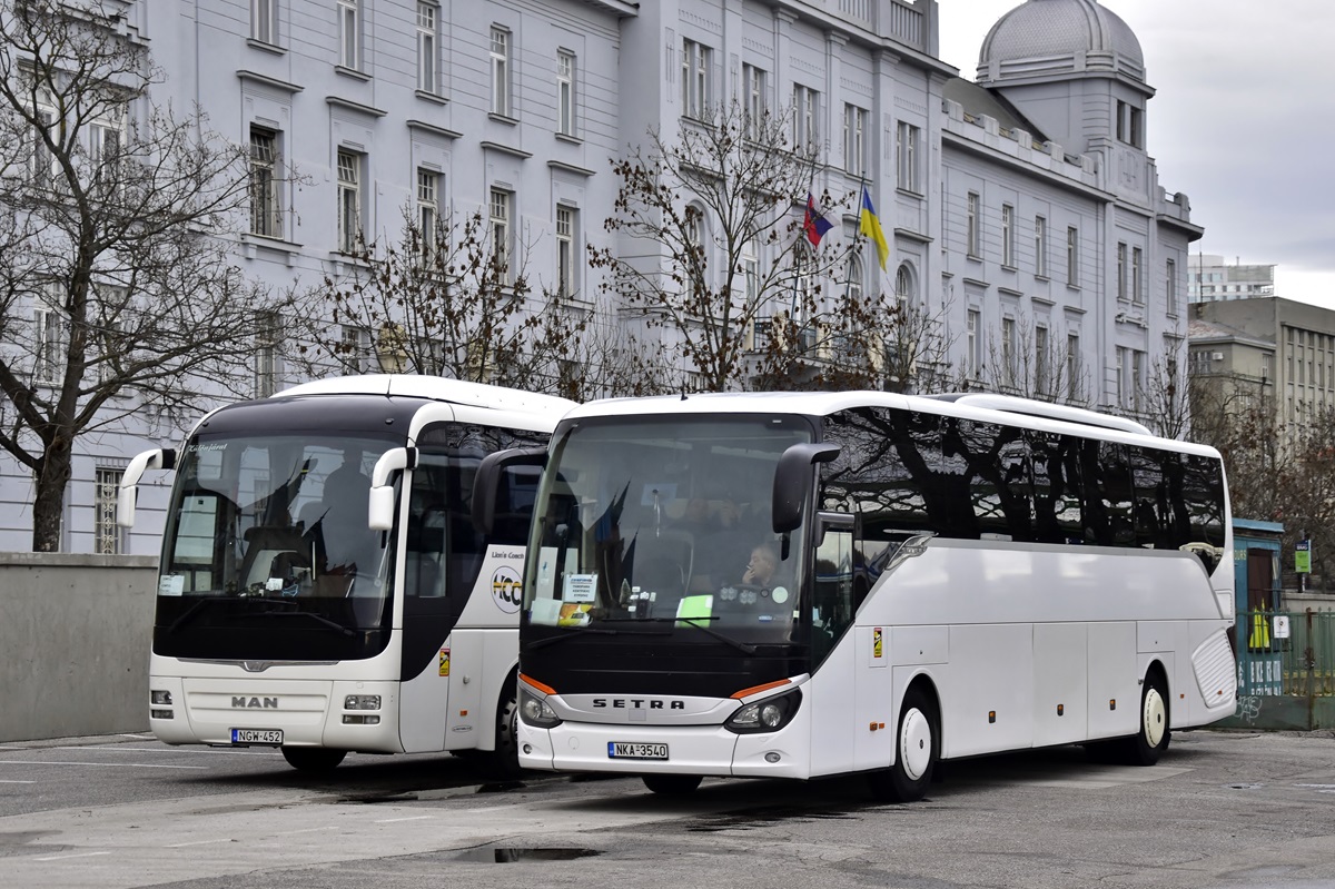 Hungary, other, MAN R07 Lion's Coach RHC404 # NGW-452; Greece, other, Setra S516HD/2 # NKA-3540