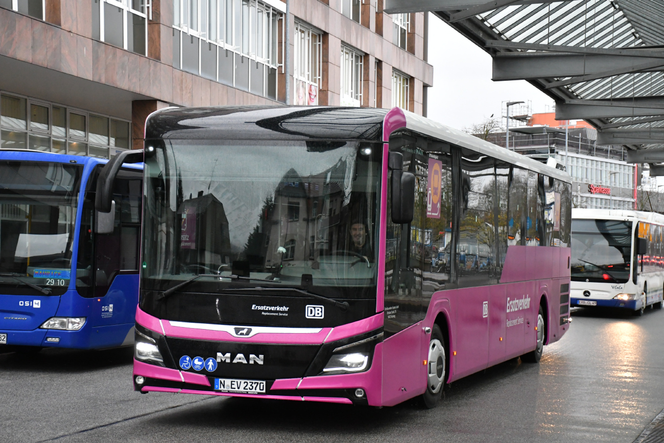 Nuremberg, MAN 43C Lion's Intercity Ü LE360 EfficientHybrid nr. N-EV 2370; Darmstadt — Ersatzverkehr Mannheim/Heidelberg — Darmstadt 02.02.2024 — 26.02.2024