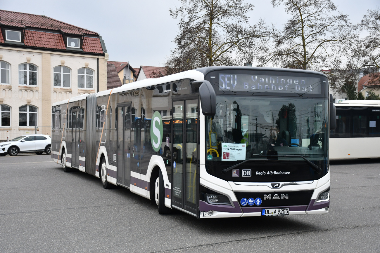Ульм, MAN 18C Lion's City NG360 EfficientHybrid № UL-A 9255; Штутгарт — EV Digitaler Knoten Stuttgart — 2024; Бёблинген — SEV (Stuttgart -) Böblingen — Singen (Gäubahn)