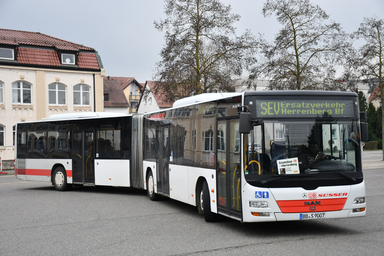 Бёблинген, MAN A23 Lion's City G NG313 № BB-S 9007; Штутгарт — EV Digitaler Knoten Stuttgart — 2024; Бёблинген — SEV (Stuttgart -) Böblingen — Singen (Gäubahn)