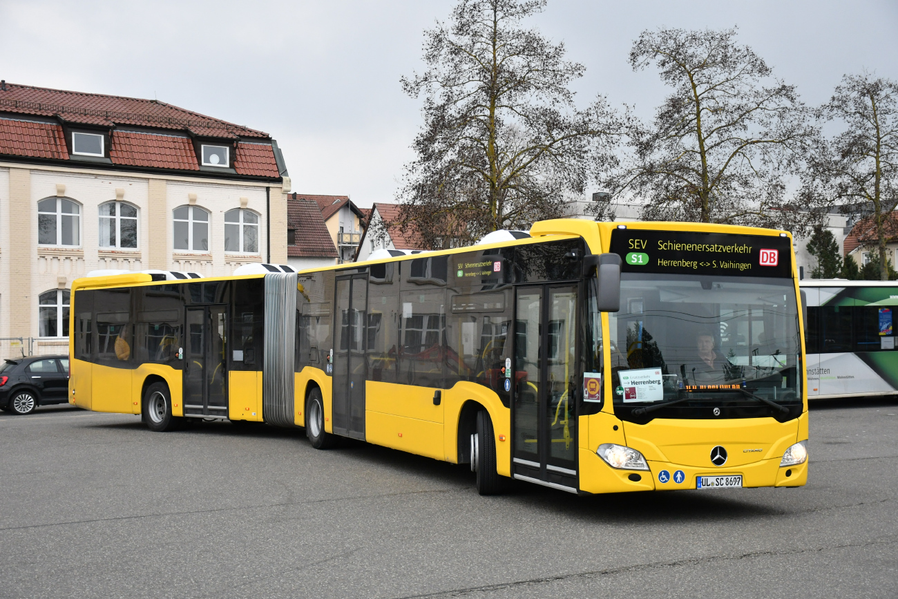 Берлин, Mercedes-Benz Citaro C2 G Hybrid № 8697; Штутгарт — EV Digitaler Knoten Stuttgart — 2024; Бёблинген — SEV (Stuttgart -) Böblingen — Singen (Gäubahn)