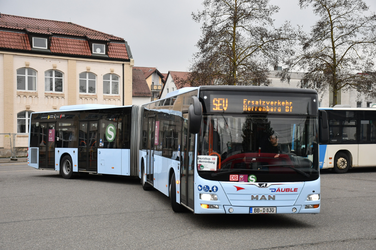 Бёблинген, MAN A23 Lion's City G NG363 № BB-D 830; Штутгарт — EV Digitaler Knoten Stuttgart — 2024; Бёблинген — SEV (Stuttgart -) Böblingen — Singen (Gäubahn)