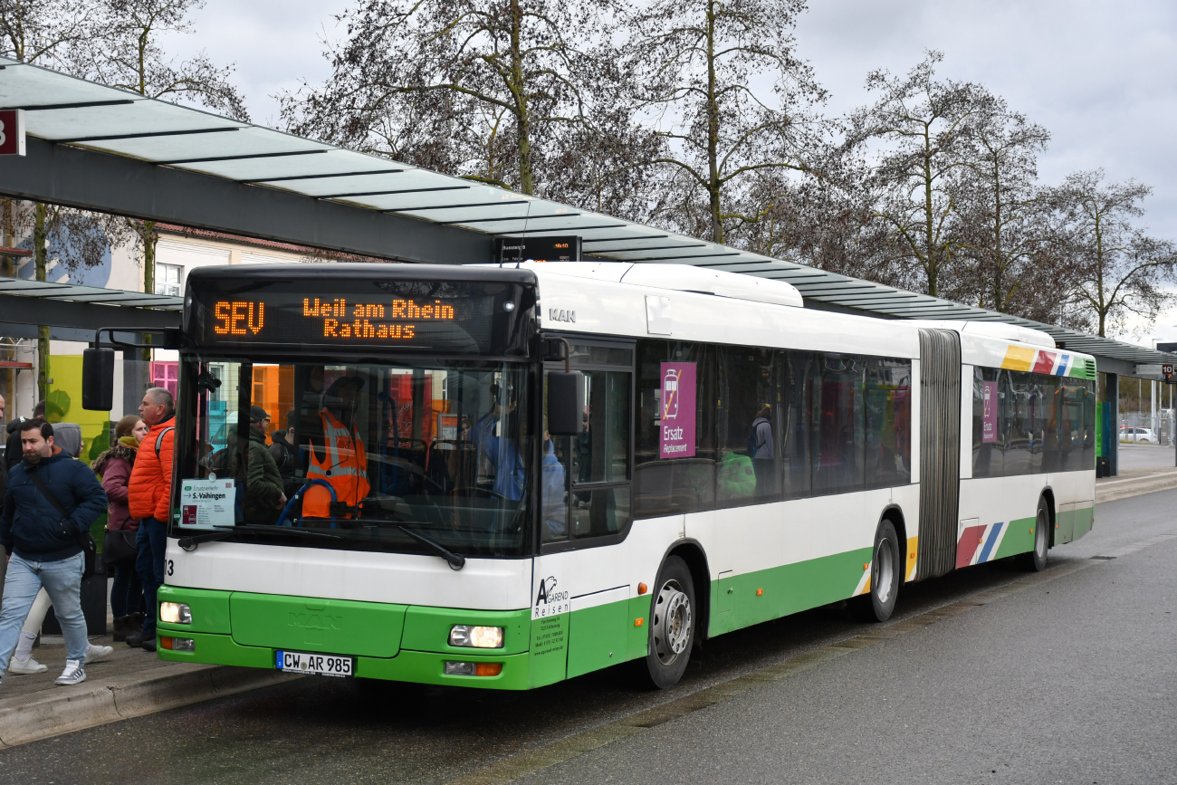 Кальв, MAN A23 NG313 № 13; Штутгарт — EV Digitaler Knoten Stuttgart — 2024; Бёблинген — SEV (Stuttgart -) Böblingen — Singen (Gäubahn)