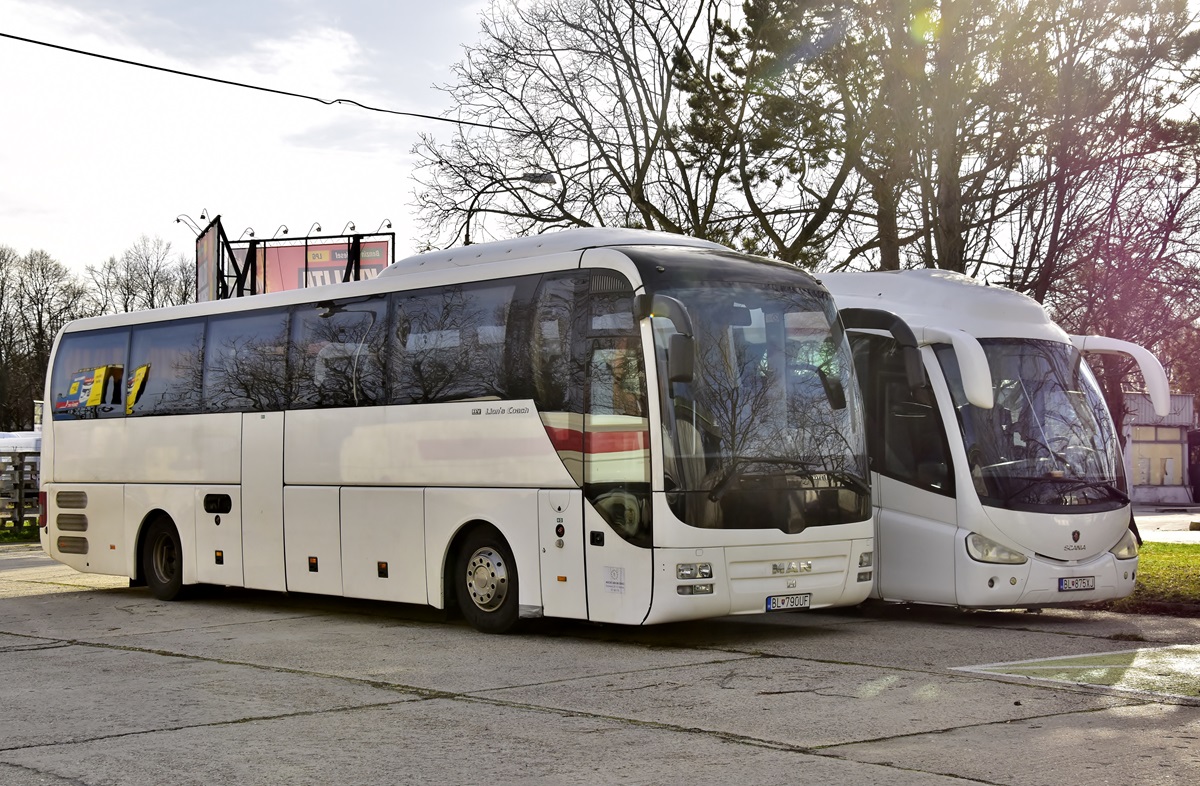 Bratislava, MAN R07 Lion's Coach RHC404 # BL-790UF; Bratislava, Irizar PB 12-3,5 # BL-875XJ