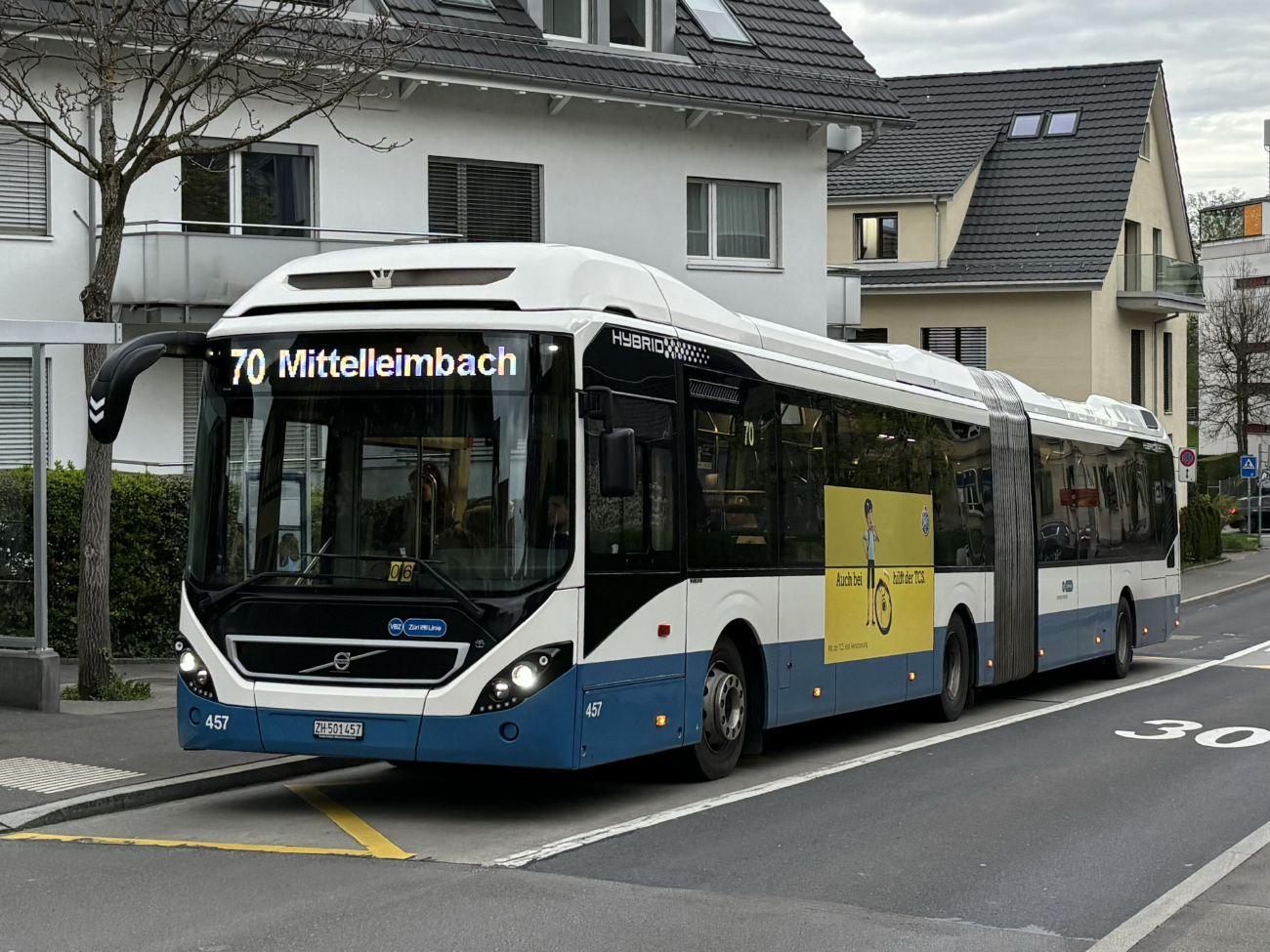 Zurich, Volvo 7900A Hybrid # 457