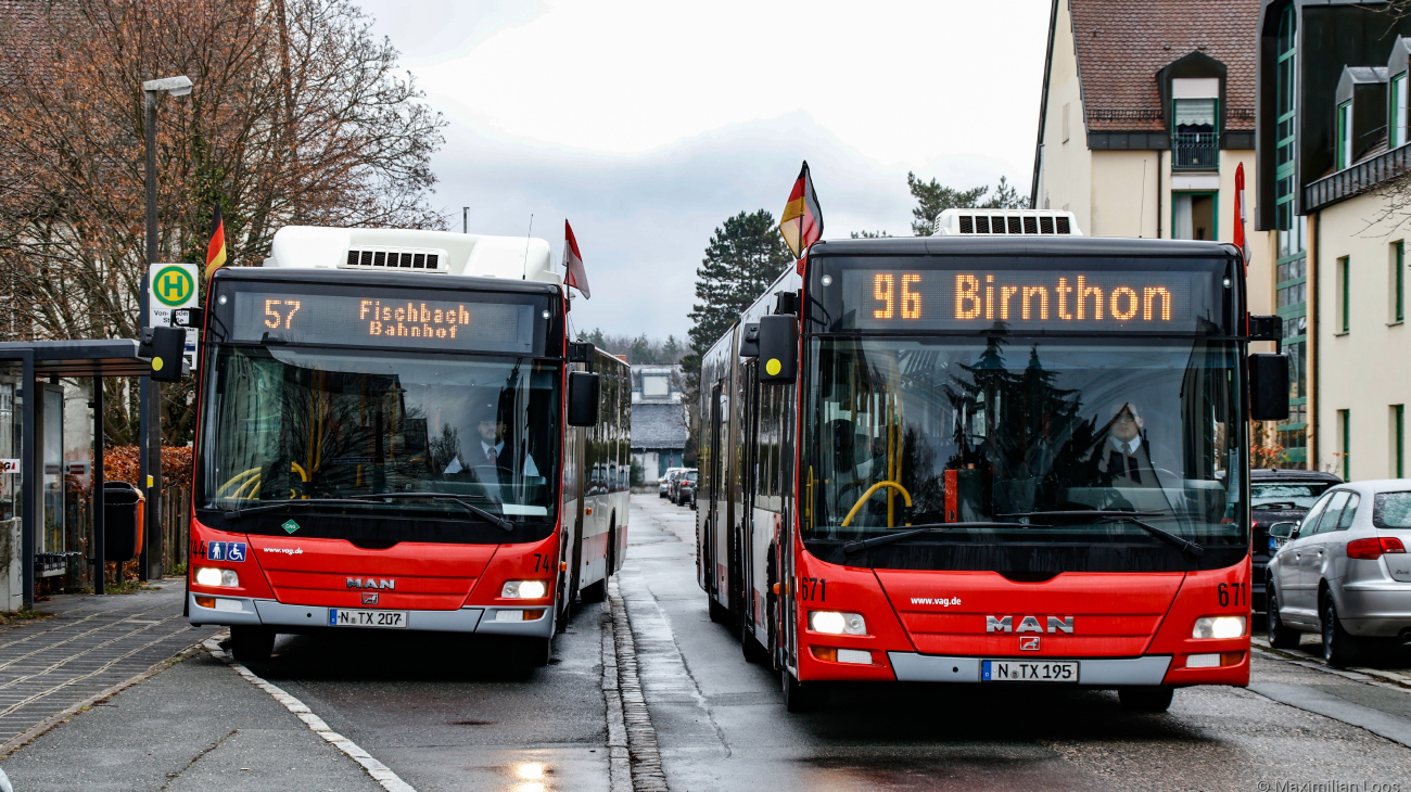 Nuremberg, MAN A23 Lion's City G NG313 CNG № 744; Nuremberg, MAN A23 Lion's City G NG323 № 671