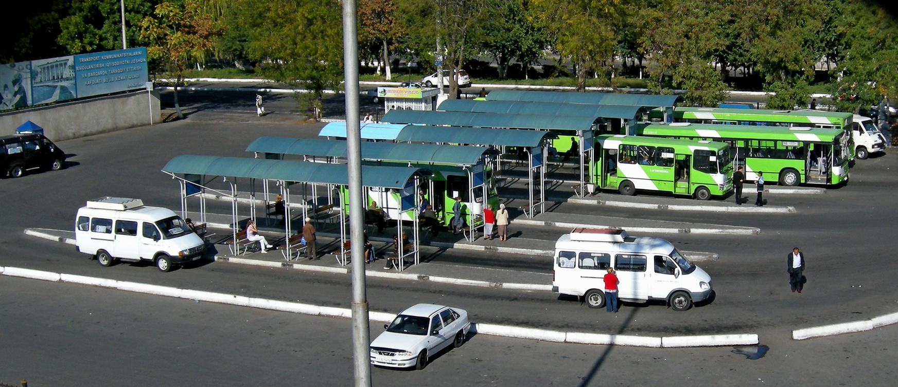Bus terminals, bus stations, bus ticket office, bus shelters