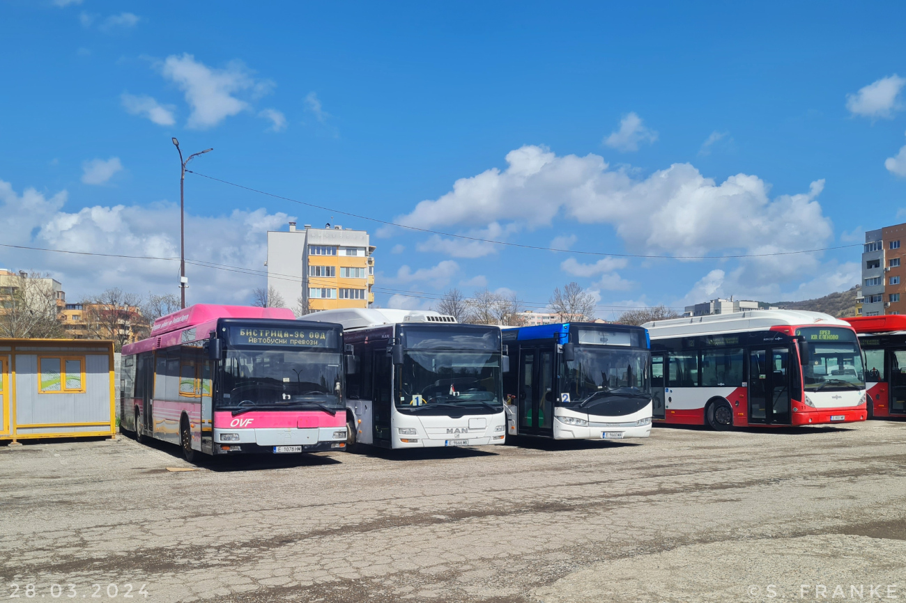 Blagoevgrad, MAN A20 Lion's City Ü NÜ313 CNG # 9666; Blagoevgrad, Solaris Urbino III 12 # 9660; Stara Zagora, MAN A20 NÜ313 CNG # 1078