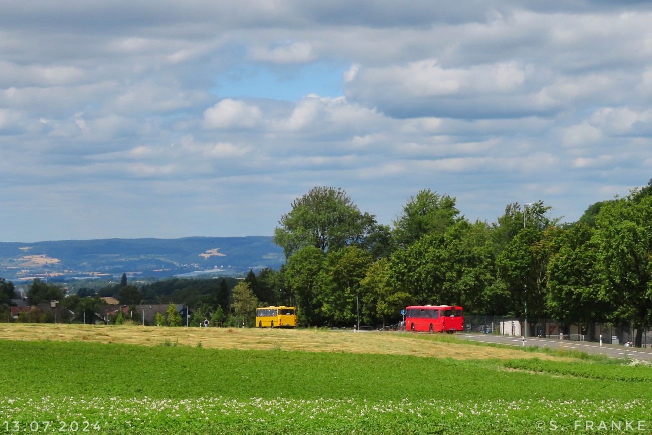 Mainz, Mercedes-Benz O307 # [DB 19-665]; Mainz, Mercedes-Benz O307 # MZ-DB 37H; Montabaur — 13.07.2024 — Abschiedsfahrt Rhein-Mosel-Verkehrsgesellschaft im Westerwaldkreis