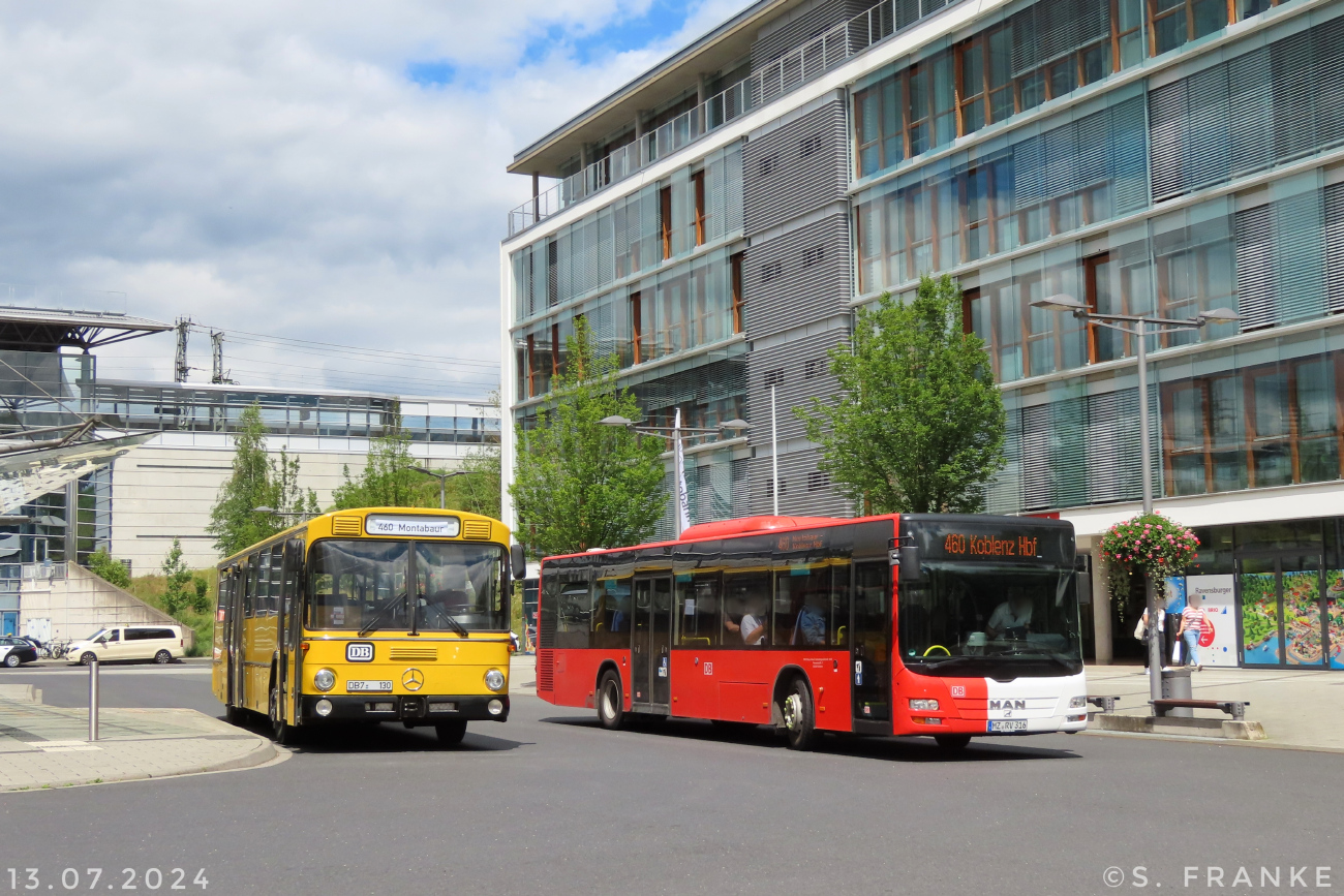Montabaur, MAN A20 Lion's City Ü NÜ323 # MZ-RV 316; Mainz, Mercedes-Benz O307 # MZ-DB 37H