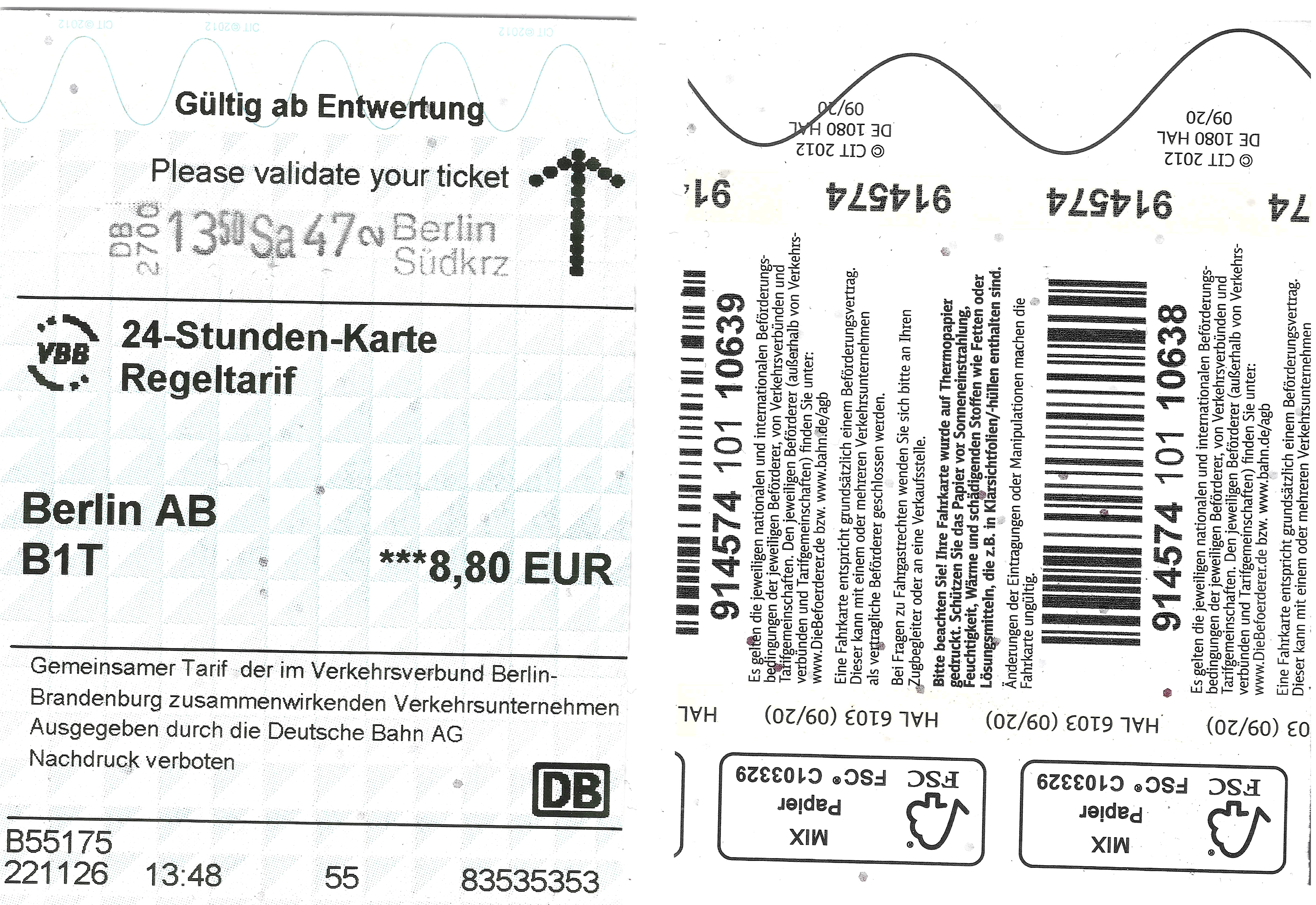 Berlin — Tickets; Tickets (all)