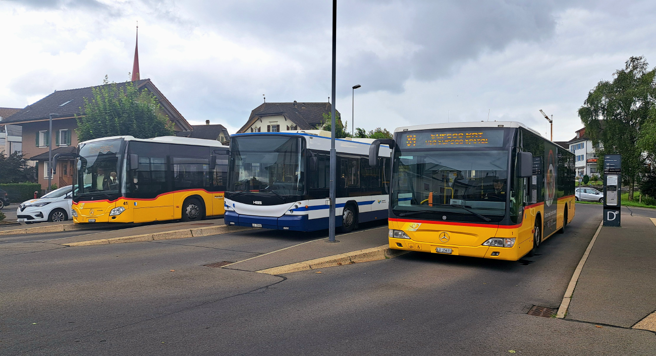 Lucerne, Mercedes-Benz O530 Citaro Facelift Ü # 5554; Lucerne, Hess CO-BOLT 3 # 314; Lucerne, Mercedes-Benz Citaro C2 # 10958